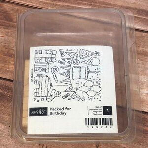 STAMPIN' UP! 125746 PACKED FOR BIRTHDAY WOOD MOUNTED RUBBER STAMP PARTY